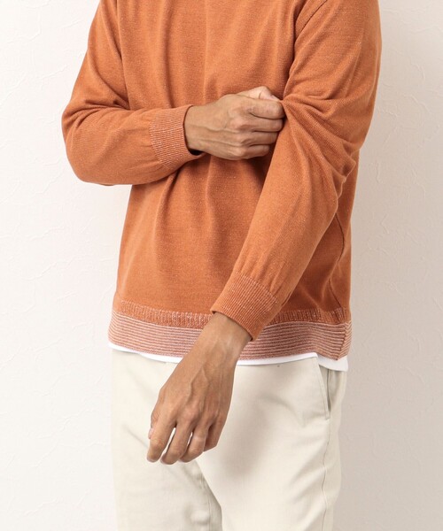 NOLLEY'S goodman（ノーリーズグッドマン）の「ロンT付き プレーティング レイヤード Vネックニット（ニット/セーター・メンズ・ネイビー/グレー/イエロー/チャコールグレー・M/L/XL）」の8枚目の写真