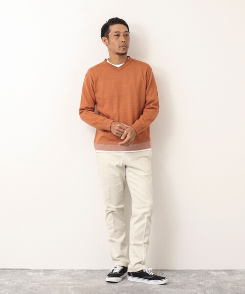 NOLLEY'S goodman（ノーリーズグッドマン）の「ロンT付き プレーティング レイヤード Vネックニット（ニット/セーター・メンズ・ネイビー/グレー/イエロー/チャコールグレー・M/L/XL）」の11枚目の写真