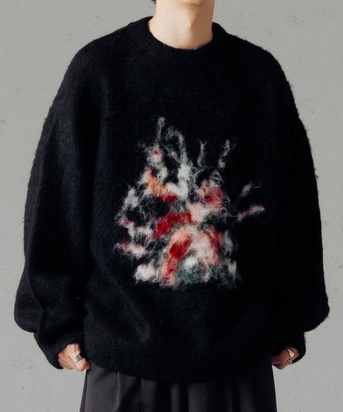 epnok(エプノック)の「フラワーシャギールーズニット(ニット/セーター・メンズ・グレー/ブラック・SMALL/MEDIUM/LARGE)」の2枚目の写真