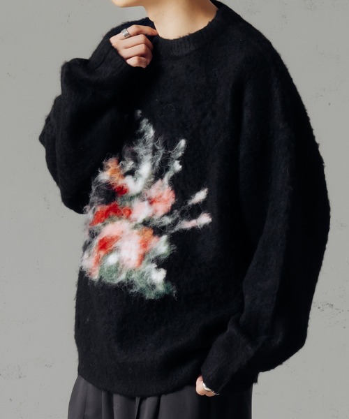 epnok(エプノック)の「フラワーシャギールーズニット(ニット/セーター・メンズ・グレー/ブラック・SMALL/MEDIUM/LARGE)」の13枚目の写真