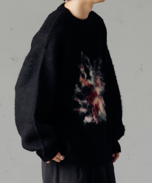 epnok(エプノック)の「フラワーシャギールーズニット(ニット/セーター・メンズ・グレー/ブラック・SMALL/MEDIUM/LARGE)」の3枚目の写真