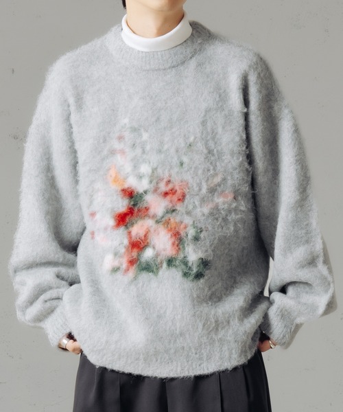 epnok(エプノック)の「フラワーシャギールーズニット(ニット/セーター・メンズ・グレー/ブラック・SMALL/MEDIUM/LARGE)」の4枚目の写真