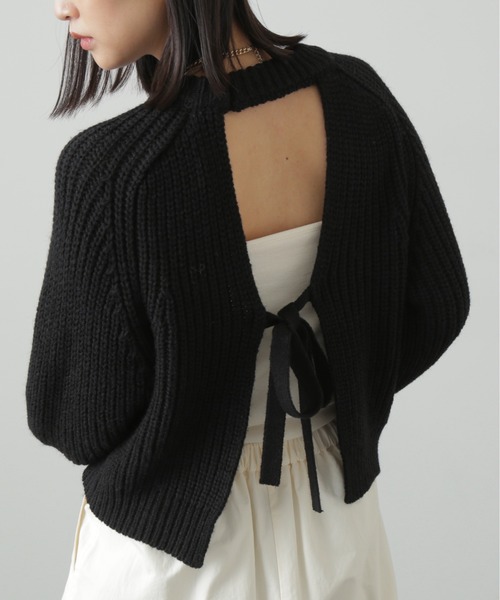 FREE'S MART（フリーズマート）の「後ろ開きバックリボンニット（ニット/セーター・レディース・パープル系その他/グリーン/ブラック/ホワイト・FREE）」の3枚目の写真