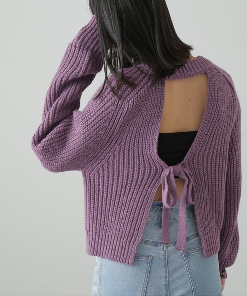 FREE'S MART（フリーズマート）の「後ろ開きバックリボンニット（ニット/セーター・レディース・パープル系その他/グリーン/ブラック/ホワイト・FREE）」の18枚目の写真