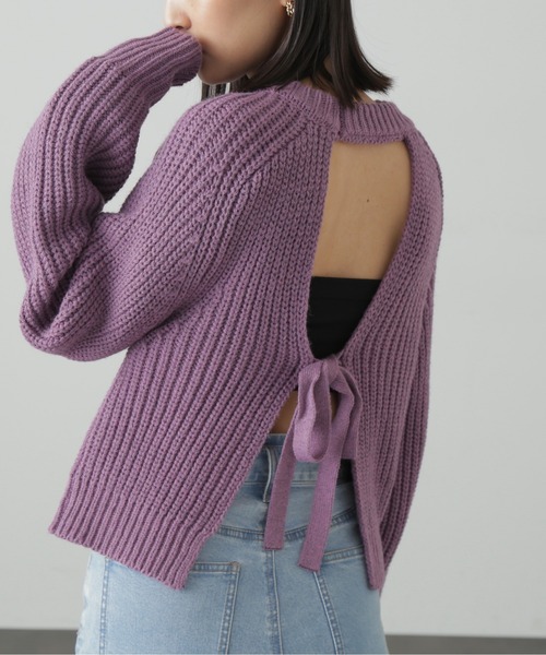 FREE'S MART（フリーズマート）の「後ろ開きバックリボンニット（ニット/セーター・レディース・パープル系その他/グリーン/ブラック/ホワイト・FREE）」の20枚目の写真