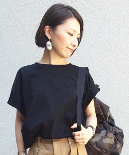 JOURNAL STANDARD（ジャーナルスタンダード）の「コットンスムース ワイドTシャツ#（Tシャツ/カットソー・レディース・ホワイト/ブラック/グレー・FREE）」の2枚目の写真