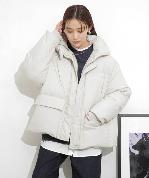 NANO universe（ナノユニバース）の「「河田フェザー」ショートダウンジャケット（ダウンジャケット/コート・レディース・ライトベージュ/モカ/ブラック・FREE）」の5枚目の写真