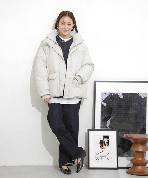 NANO universe（ナノユニバース）の「「河田フェザー」ショートダウンジャケット（ダウンジャケット/コート・レディース・ライトベージュ/モカ/ブラック・FREE）」の8枚目の写真