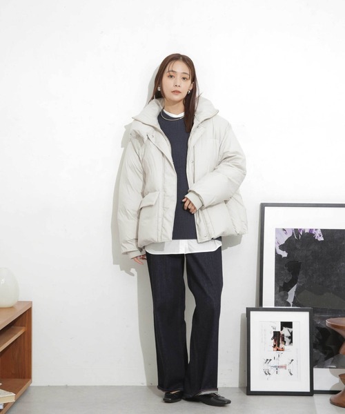 NANO universe（ナノユニバース）の「「河田フェザー」ショートダウンジャケット（ダウンジャケット/コート・レディース・ライトベージュ/モカ/ブラック・FREE）」の9枚目の写真