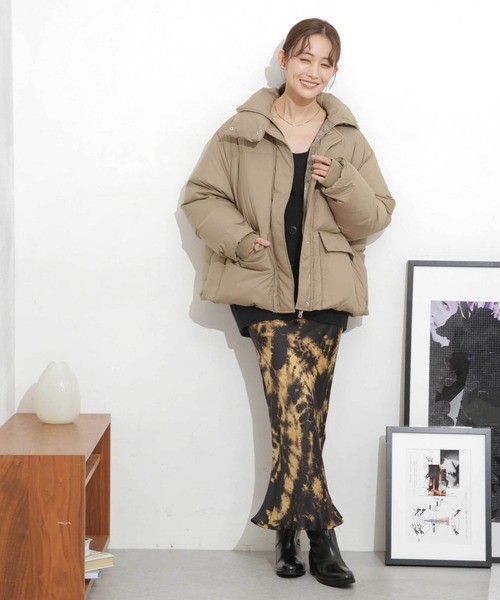 NANO universe（ナノユニバース）の「「河田フェザー」ショートダウンジャケット（ダウンジャケット/コート・レディース・ライトベージュ/モカ/ブラック・FREE）」の16枚目の写真