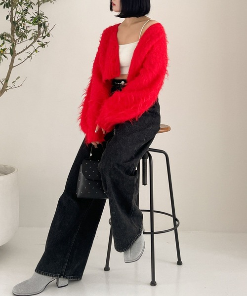 Heather(ヘザー)の「シャギーショートカーディガン 987109(カーディガン/ボレロ・レディース・オフホワイト/グレー/ピンク/レッド・FREE)」の16枚目の写真