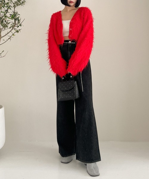 Heather(ヘザー)の「シャギーショートカーディガン 987109(カーディガン/ボレロ・レディース・オフホワイト/グレー/ピンク/レッド・FREE)」の21枚目の写真