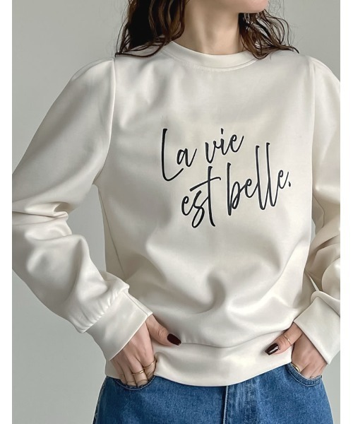 Re:EDIT（リエディ）の「[イージーケア]ダンボールロゴプリントプルオーバー（スウェット・レディース・グレー/ブラック/アイボリー系・MEDIUM/LARGE）」の5枚目の写真