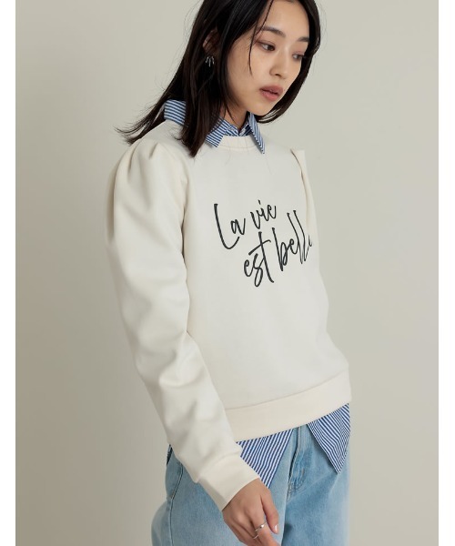 Re:EDIT（リエディ）の「[イージーケア]ダンボールロゴプリントプルオーバー（スウェット・レディース・グレー/ブラック/アイボリー系・MEDIUM/LARGE）」の17枚目の写真