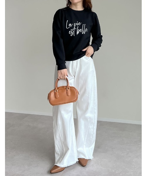 Re:EDIT（リエディ）の「[イージーケア]ダンボールロゴプリントプルオーバー（スウェット・レディース・グレー/ブラック/アイボリー系・MEDIUM/LARGE）」の13枚目の写真