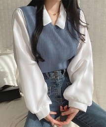 Achic | 【新色追加】配色トップス 長袖 ロング袖 韓国ファッション(Tシャツ/カットソー)