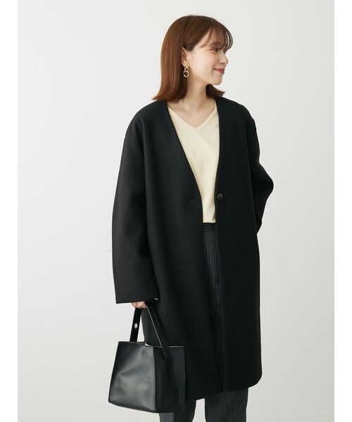 Green　Parks（グリーンパークス）の「洗えるVネックミディ丈コート（その他アウター・レディース・ライトグレー/ライトベージュ/サックスブルー/ブラック・FREE）」の5枚目の写真