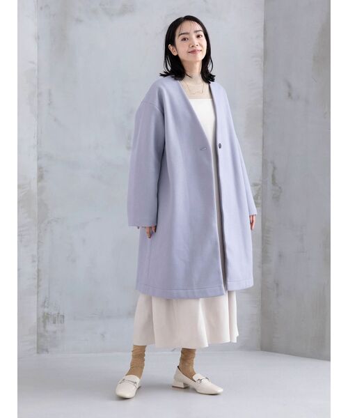 Green　Parks（グリーンパークス）の「洗えるVネックミディ丈コート（その他アウター・レディース・ライトグレー/ライトベージュ/サックスブルー/ブラック・FREE）」の12枚目の写真
