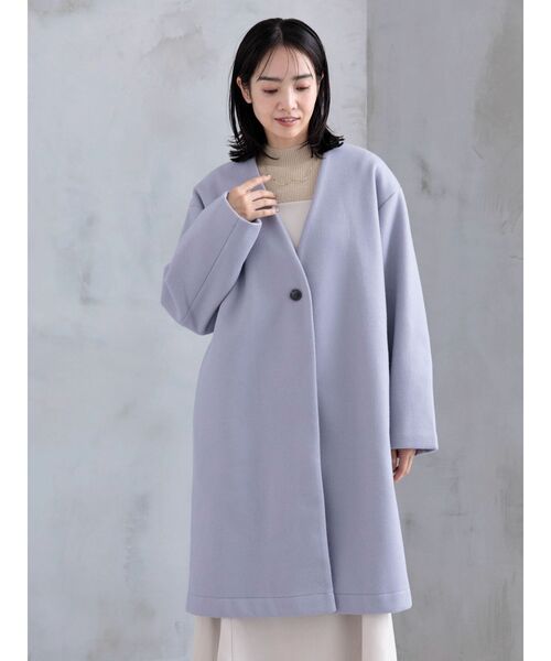 Green　Parks（グリーンパークス）の「洗えるVネックミディ丈コート（その他アウター・レディース・ライトグレー/ライトベージュ/サックスブルー/ブラック・FREE）」の14枚目の写真