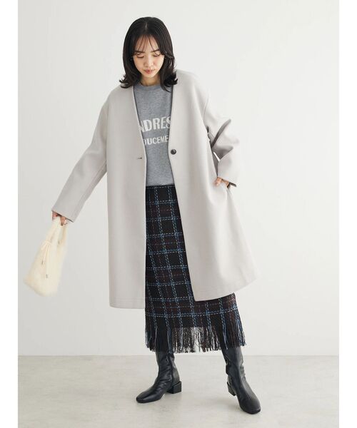 Green　Parks（グリーンパークス）の「洗えるVネックミディ丈コート（その他アウター・レディース・ライトグレー/ライトベージュ/サックスブルー/ブラック・FREE）」の20枚目の写真