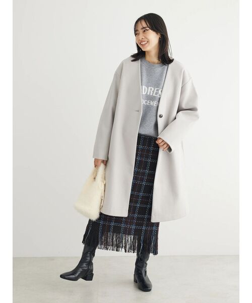 Green　Parks（グリーンパークス）の「洗えるVネックミディ丈コート（その他アウター・レディース・ライトグレー/ライトベージュ/サックスブルー/ブラック・FREE）」の21枚目の写真