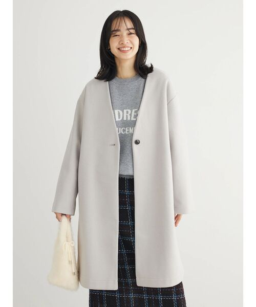 Green　Parks（グリーンパークス）の「洗えるVネックミディ丈コート（その他アウター・レディース・ライトグレー/ライトベージュ/サックスブルー/ブラック・FREE）」の22枚目の写真