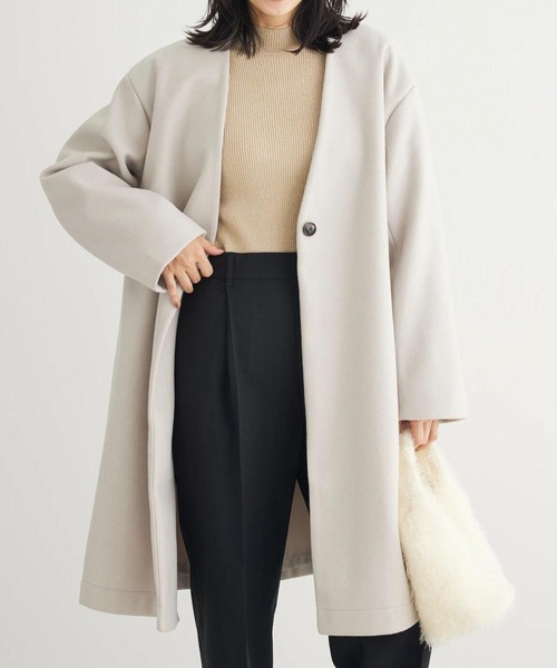 Green　Parks（グリーンパークス）の「洗えるVネックミディ丈コート（その他アウター・レディース・ライトグレー/ライトベージュ/サックスブルー/ブラック・FREE）」の3枚目の写真