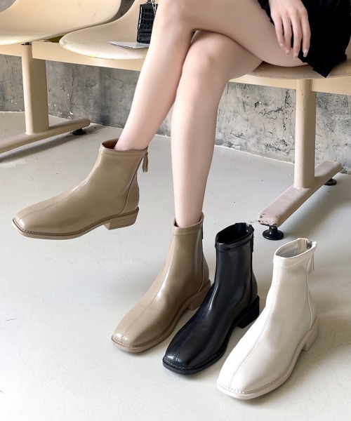 Miniministore(ミニミニストア)の「ショートブーツ フルジップブーツ 美脚(ブーツ・レディース・ベージュ/ブラック/アイボリー・23.5cm/22.5cm/24.0cm/23.0cm/24.5cm/25.0cm)」の11枚目の写真