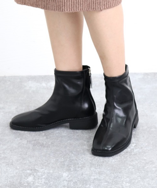 Miniministore(ミニミニストア)の「ショートブーツ フルジップブーツ 美脚(ブーツ・レディース・ベージュ/ブラック/アイボリー・23.5cm/22.5cm/24.0cm/23.0cm/24.5cm/25.0cm)」の12枚目の写真