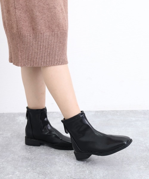 Miniministore(ミニミニストア)の「ショートブーツ フルジップブーツ 美脚(ブーツ・レディース・ベージュ/ブラック/アイボリー・23.5cm/22.5cm/24.0cm/23.0cm/24.5cm/25.0cm)」の14枚目の写真
