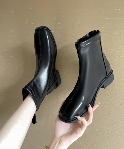 Miniministore(ミニミニストア)の「ショートブーツ フルジップブーツ 美脚(ブーツ・レディース・ベージュ/ブラック/アイボリー・23.5cm/22.5cm/24.0cm/23.0cm/24.5cm/25.0cm)」の4枚目の写真