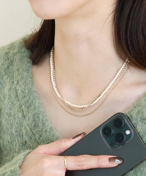 reca（レカ）の「チェーン×パールレイヤードネックレス（ネックレス・レディース・ゴールド/シルバー・ONE SIZE）」の4枚目の写真