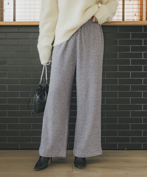 coca(coca)(コカ)の「セミワイドリブニットパンツ(その他パンツ・レディース・ライトグレー/ブラック/ベージュ・SHORT/LONG)」の2枚目の写真