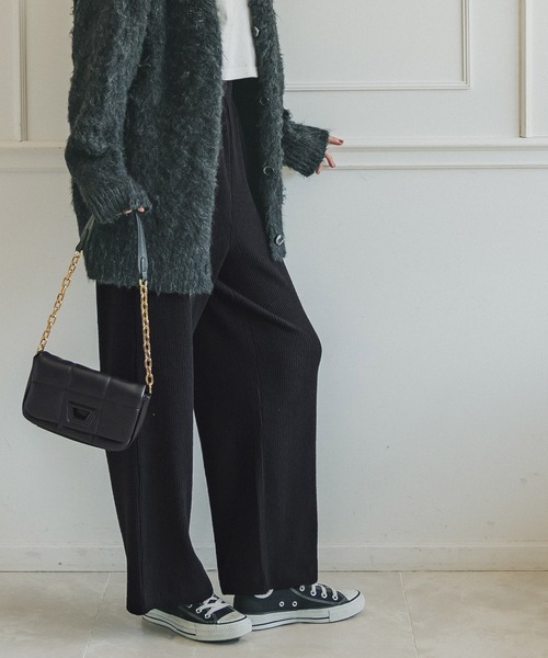 coca(coca)(コカ)の「セミワイドリブニットパンツ(その他パンツ・レディース・ライトグレー/ブラック/ベージュ・SHORT/LONG)」の5枚目の写真