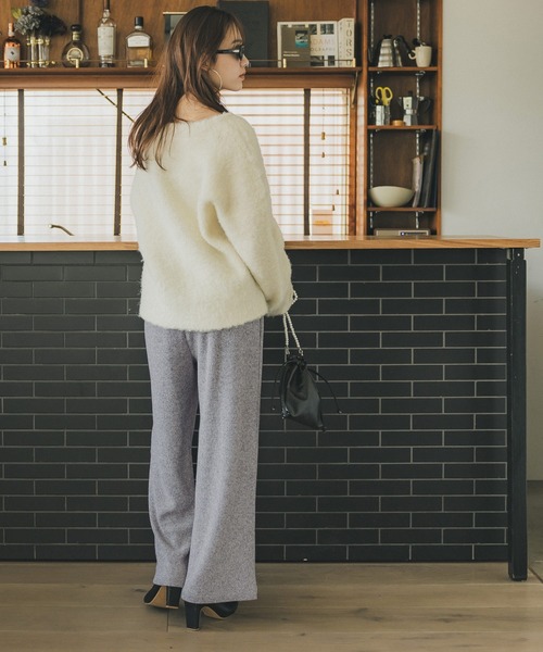 coca(coca)(コカ)の「セミワイドリブニットパンツ(その他パンツ・レディース・ライトグレー/ブラック/ベージュ・SHORT/LONG)」の11枚目の写真