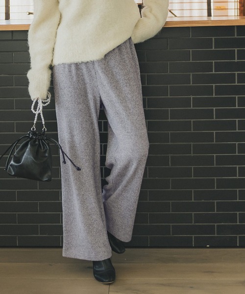 coca(coca)(コカ)の「セミワイドリブニットパンツ(その他パンツ・レディース・ライトグレー/ブラック/ベージュ・SHORT/LONG)」の9枚目の写真