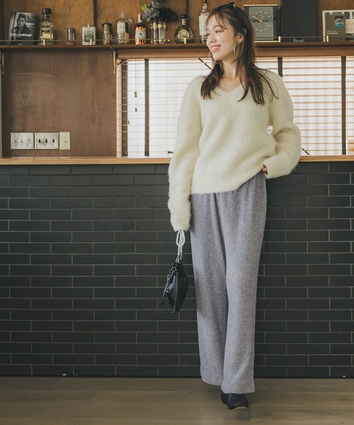 coca(coca)(コカ)の「セミワイドリブニットパンツ(その他パンツ・レディース・ライトグレー/ブラック/ベージュ・SHORT/LONG)」の10枚目の写真