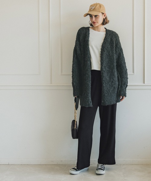 coca(coca)(コカ)の「セミワイドリブニットパンツ(その他パンツ・レディース・ライトグレー/ブラック/ベージュ・SHORT/LONG)」の4枚目の写真