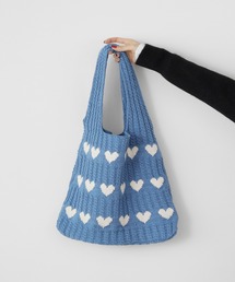 ハート柄ニットバッグ