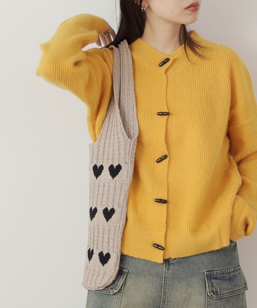 ROOPTOKYO（ループトウキョウ）の「ハート柄ニットバッグ（ショルダーバッグ・レディース・ベージュ/オフホワイト/ブルー・FREE）」の6枚目の写真