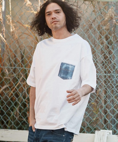 CAMBIO(カンビオ)の「mt8831- フェイクポケットプリントTシャツ(デニム)(Tシャツ/カットソー・メンズ・ネイビー/ホワイト/グレー/ブラック・S/M/L/XL)」の12枚目の写真