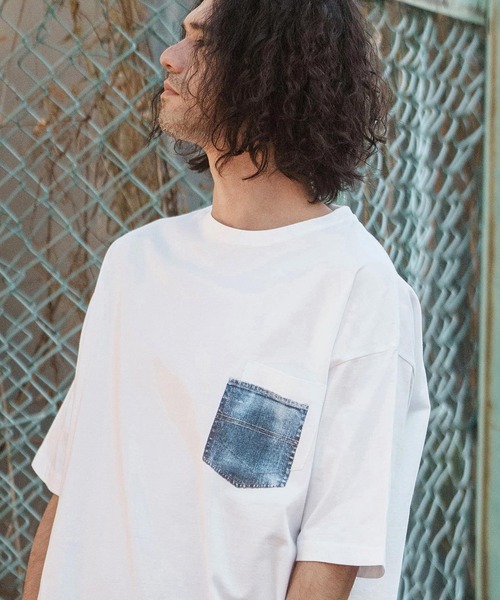 CAMBIO(カンビオ)の「mt8831- フェイクポケットプリントTシャツ(デニム)(Tシャツ/カットソー・メンズ・ネイビー/ホワイト/グレー/ブラック・S/M/L/XL)」の10枚目の写真