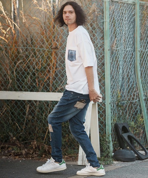 CAMBIO(カンビオ)の「mt8831- フェイクポケットプリントTシャツ(デニム)(Tシャツ/カットソー・メンズ・ネイビー/ホワイト/グレー/ブラック・S/M/L/XL)」の9枚目の写真