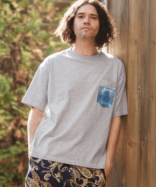 CAMBIO(カンビオ)の「mt8831- フェイクポケットプリントTシャツ(デニム)(Tシャツ/カットソー・メンズ・ネイビー/ホワイト/グレー/ブラック・S/M/L/XL)」の13枚目の写真