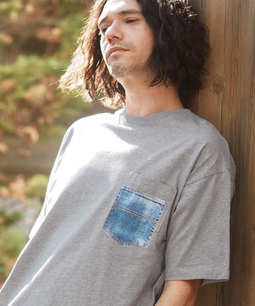 CAMBIO(カンビオ)の「mt8831- フェイクポケットプリントTシャツ(デニム)(Tシャツ/カットソー・メンズ・ネイビー/ホワイト/グレー/ブラック・S/M/L/XL)」の11枚目の写真