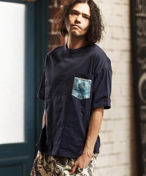 CAMBIO(カンビオ)の「mt8831- フェイクポケットプリントTシャツ(デニム)(Tシャツ/カットソー・メンズ・ネイビー/ホワイト/グレー/ブラック・S/M/L/XL)」の18枚目の写真