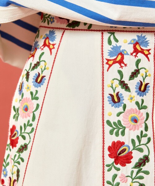 Freada（フリーダ）の「Freada/フリーダ インドフラワー刺繍切り替えスカート（スカート・レディース・ブラック/ホワイト・ONE SIZE）」の9枚目の写真