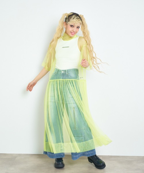 ANNA SUI NYC（アナ スイ エヌ ワイ シー）の「ANNA SUI NYC チュールモックネックドレス（ワンピース・レディース・イエロー/ミント/ピンク/ブラック・FREE）」の17枚目の写真