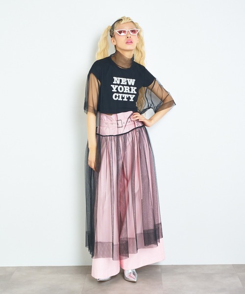 ANNA SUI NYC（アナ スイ エヌ ワイ シー）の「ANNA SUI NYC チュールモックネックドレス（ワンピース・レディース・イエロー/ミント/ピンク/ブラック・FREE）」の5枚目の写真