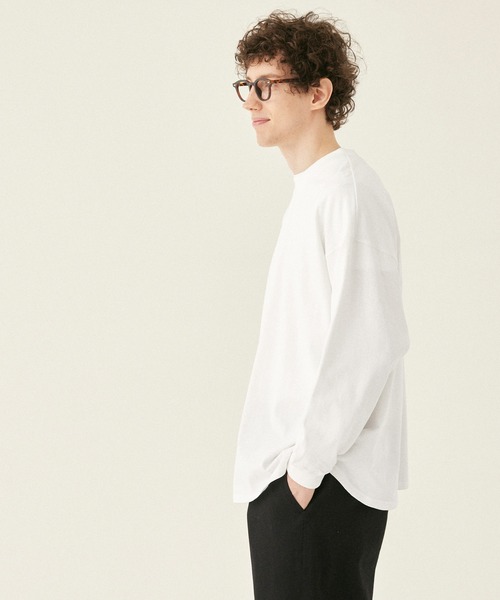 coca(coca)(コカ)の「メンズ 天竺ドロップテールロングTシャツ(Tシャツ/カットソー・メンズ・ホワイト/チャコール/ライトベージュ/ライトブルー・M/L/XL)」の6枚目の写真